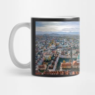 Jelenia Gora city center aerial view Mug